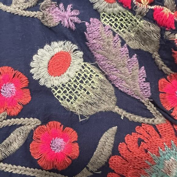 Soft Surroundings Paraiso Tunic Women's M Blue Embroidered Floral Cotton - Picture 5 of 15